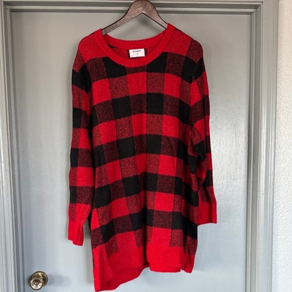 Old Navy Red Black Buffalo Plaid Women's Plus sz 4X Sweater Long Sleeve Pullover
